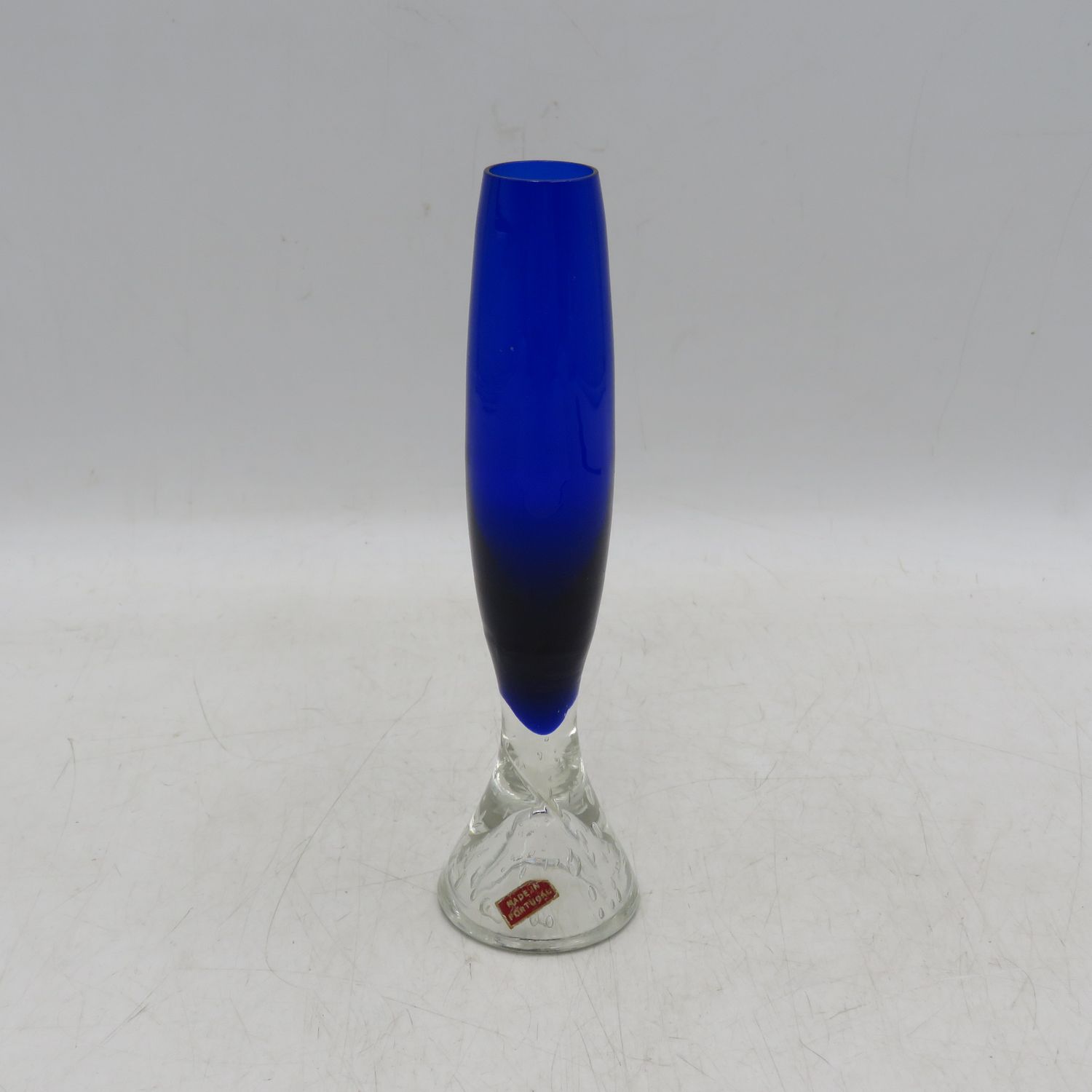 Vintage Portuguese Cobalt blue glass fluted flower vase