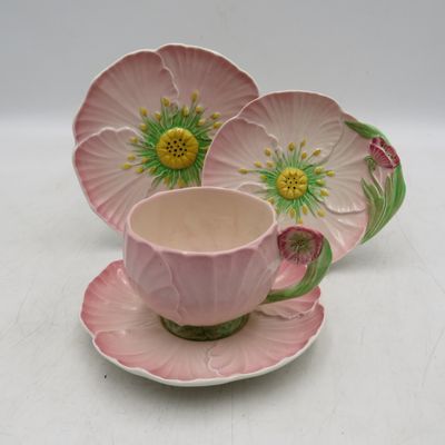 Vintage Carltonware pink buttercup tea cup and saucer with 2 snack plates