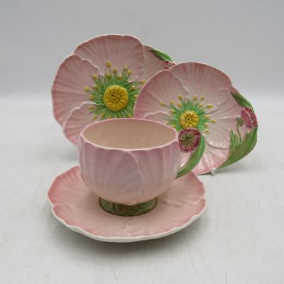 Vintage Carltonware pink buttercup tea cup and saucer with 2 snack plates