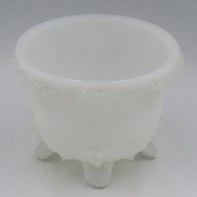Vintage white opaque milk glass 4-legged bowl