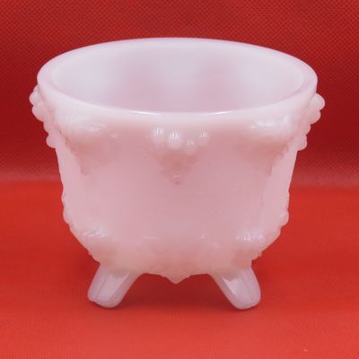 Vintage white opaque milk glass 4-legged bowl