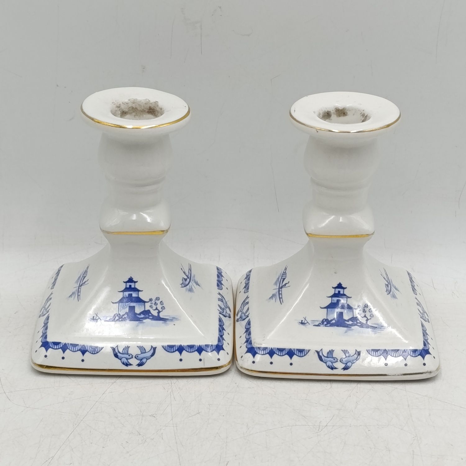 Pair of Royal Winton porcelain candlesticks
