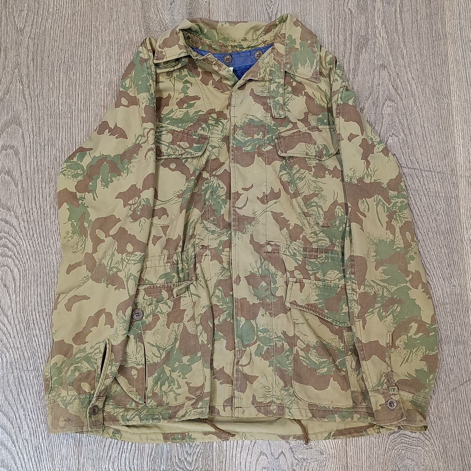 Old SA Police Task Force Koevoet camo bush jacket with wool inner - size Medium