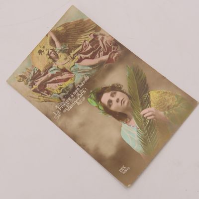 WW1 Active Service Postcard - Field Censored - sent to London with picture of French heroine