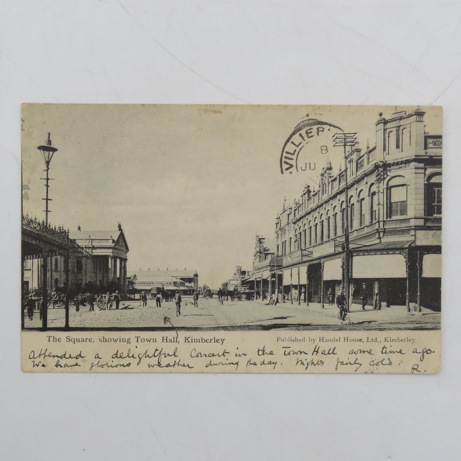 Early 1900's postcard with picture of Kimberley Town hall