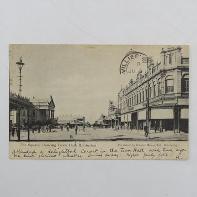 Early 1900's postcard with picture of Kimberley Town hall