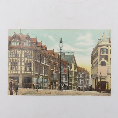 1904 Postcard Leeds to London - picture of Street in Leeds
