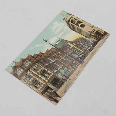 1904 Postcard Leeds to London - picture of Street in Leeds