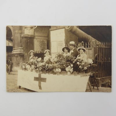Red cross funding picture on postcard - Smoking Guy WW1 Period - poster that says - Why not cycle for the King