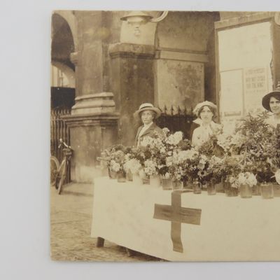 Red cross funding picture on postcard - Smoking Guy WW1 Period - poster that says - Why not cycle for the King
