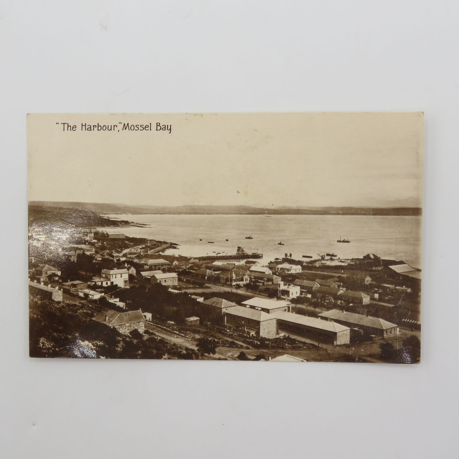 Antique photo postcard of the Harbour at Mossel bay published by BGP Bergh