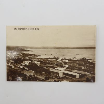Antique photo postcard of the Harbour at Mossel bay published by BGP Bergh