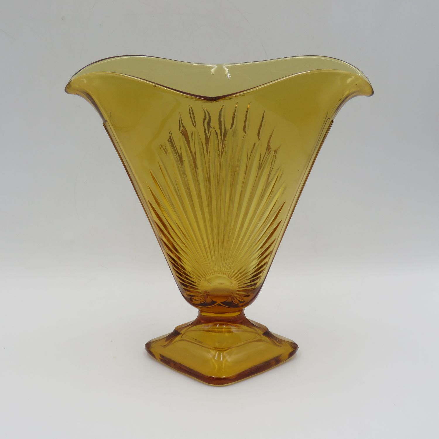 Vintage Art Deco Amber glass flower vase
