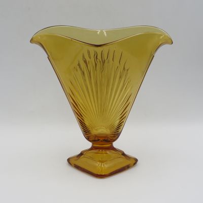 Vintage Art Deco Amber glass flower vase