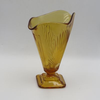 Vintage Art Deco Amber glass flower vase