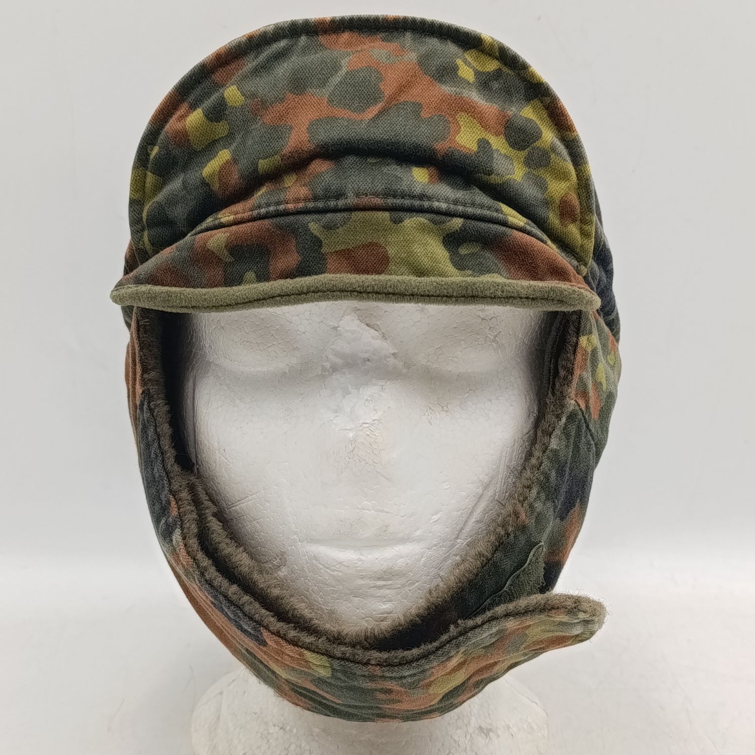 Vintage German Bundeswehr Flecktarn camo cold weather cap - Size 61
