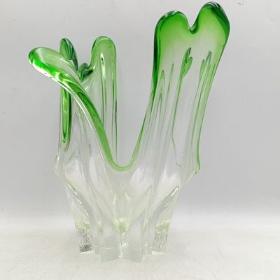 Vintage Green Murano glass flower vase