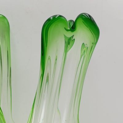 Vintage Green Murano glass flower vase