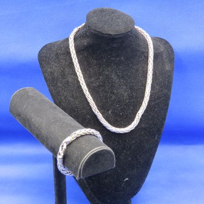 Sterling silver bracelet and necklace set - weighs 70.8 grams