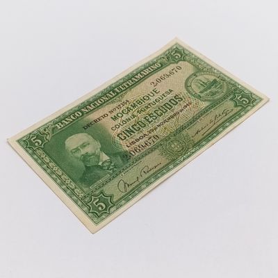 Mozambique 5 Escudos banknote - 29 November 1945 - XF+