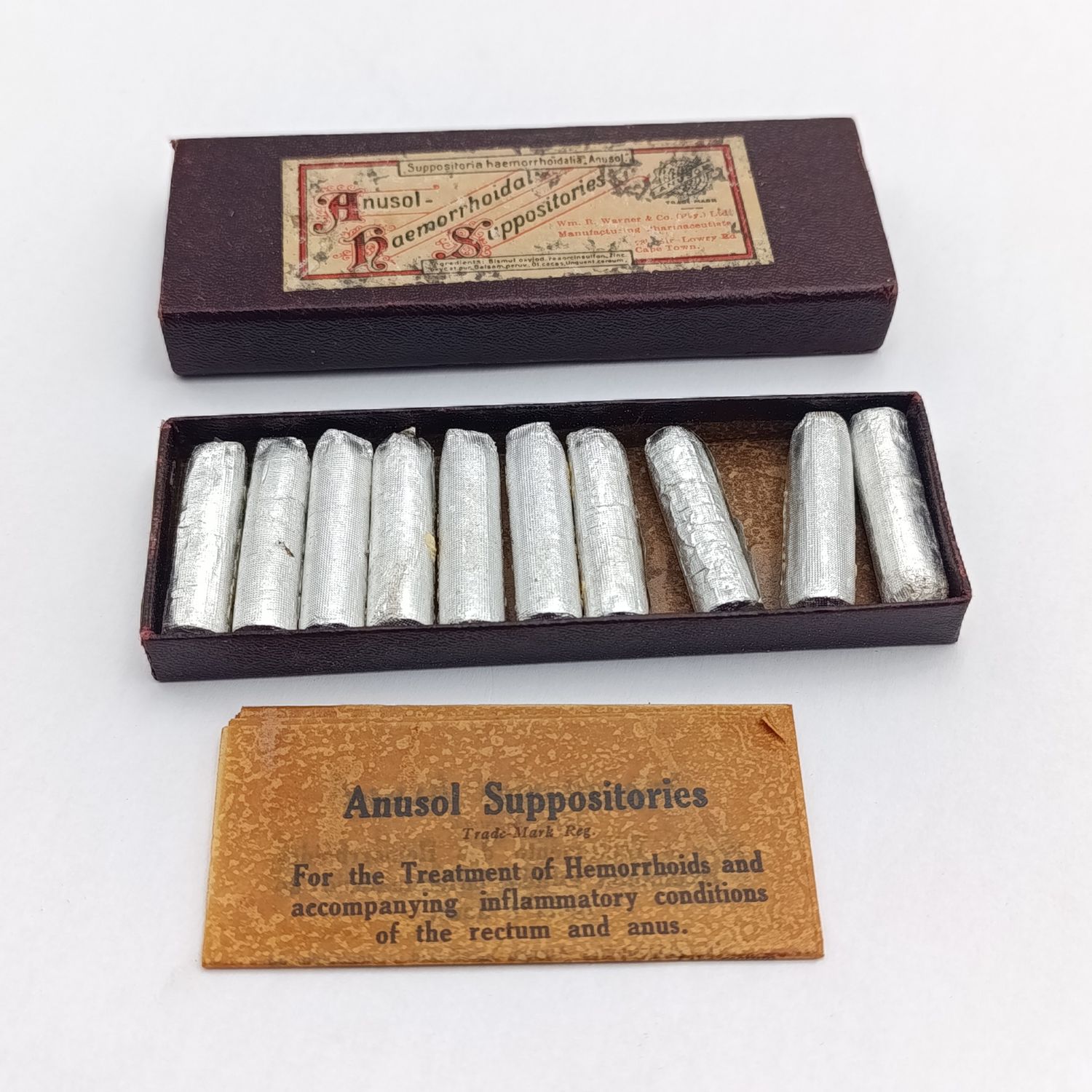 Box with 10 Vintage Anusol Haemorrhoidal Suppositories ( to collect - not use )