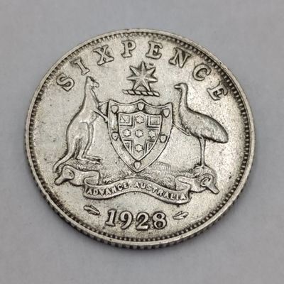 1928 Australia sixpence VF+