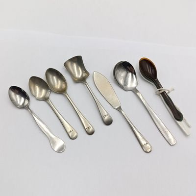 Set of spoons depicting the history of Transvaal Provincial Administration hospitals catering department - 6 metal and 3 plastic types - ons sugar spoon with wrongspelling of TPA (Pat) Set of spoons depicting the history of Transvaal Provincial Administration hospitals catering department - 6 metal and 3 plastic types - ons sugar spoon with wrongspelling of TPA (Pat)