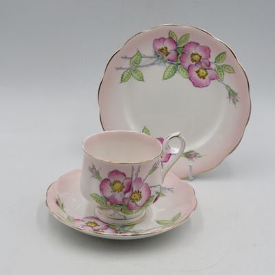 Royal Albert Wild Rose porcelain trio