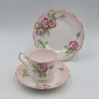 Royal Albert Wild Rose porcelain trio
