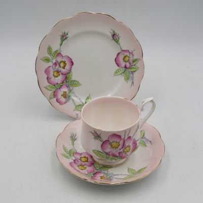 Royal Albert Wild Rose porcelain trio