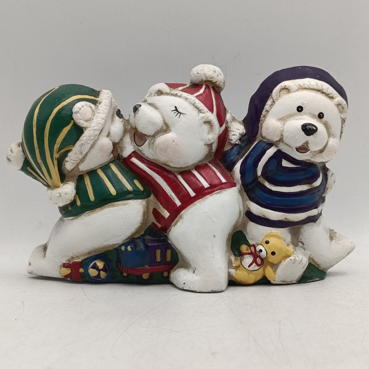 Vintage Cast Iron Three Christmas Polar bears door stopper
