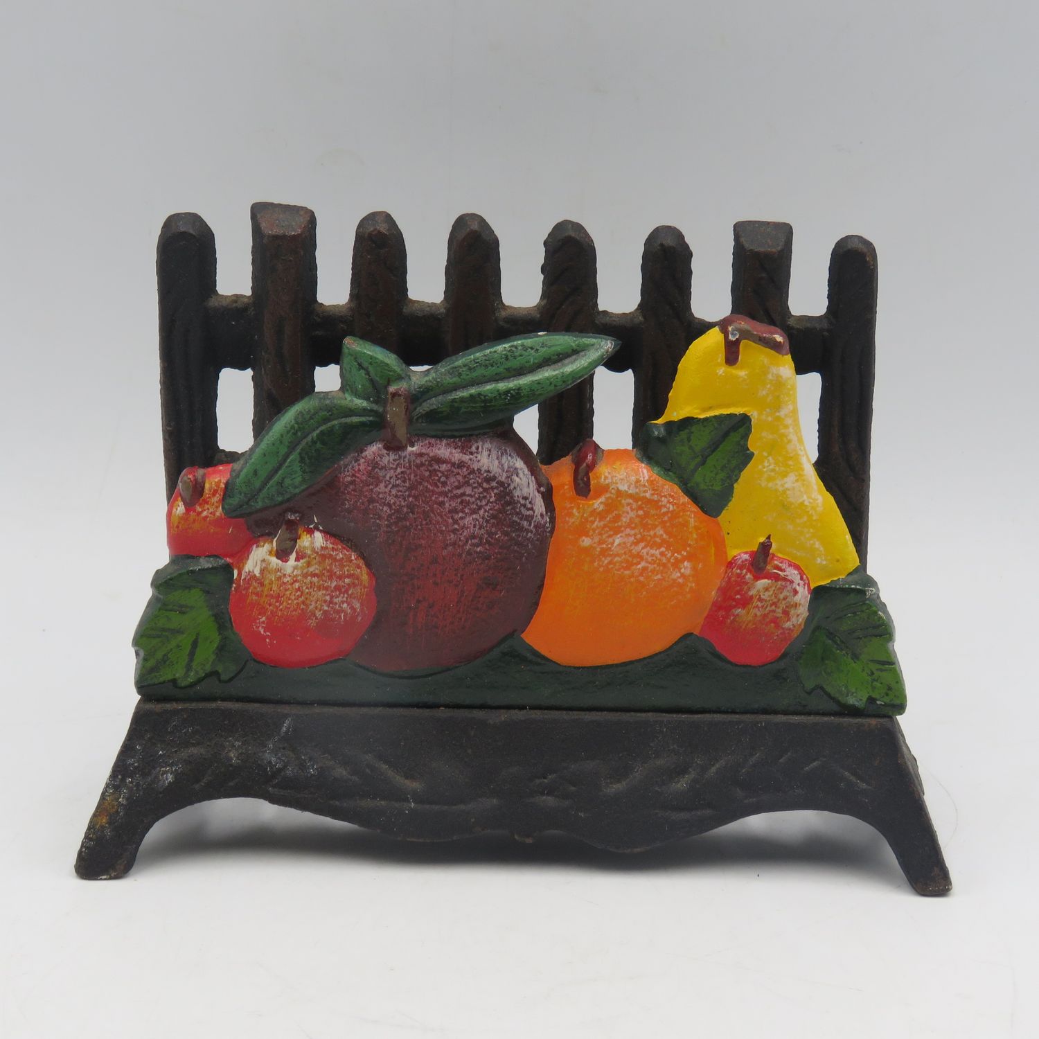 Vintage Cast Iron Fruit theme napkin holder
