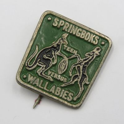 Vintage Springboks vs Wallabies rugby pin badge