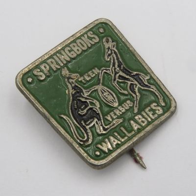 Vintage Springboks vs Wallabies rugby pin badge