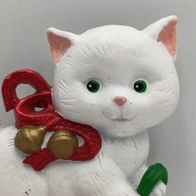Vintage Cast Iron Christmas kitten door stopper