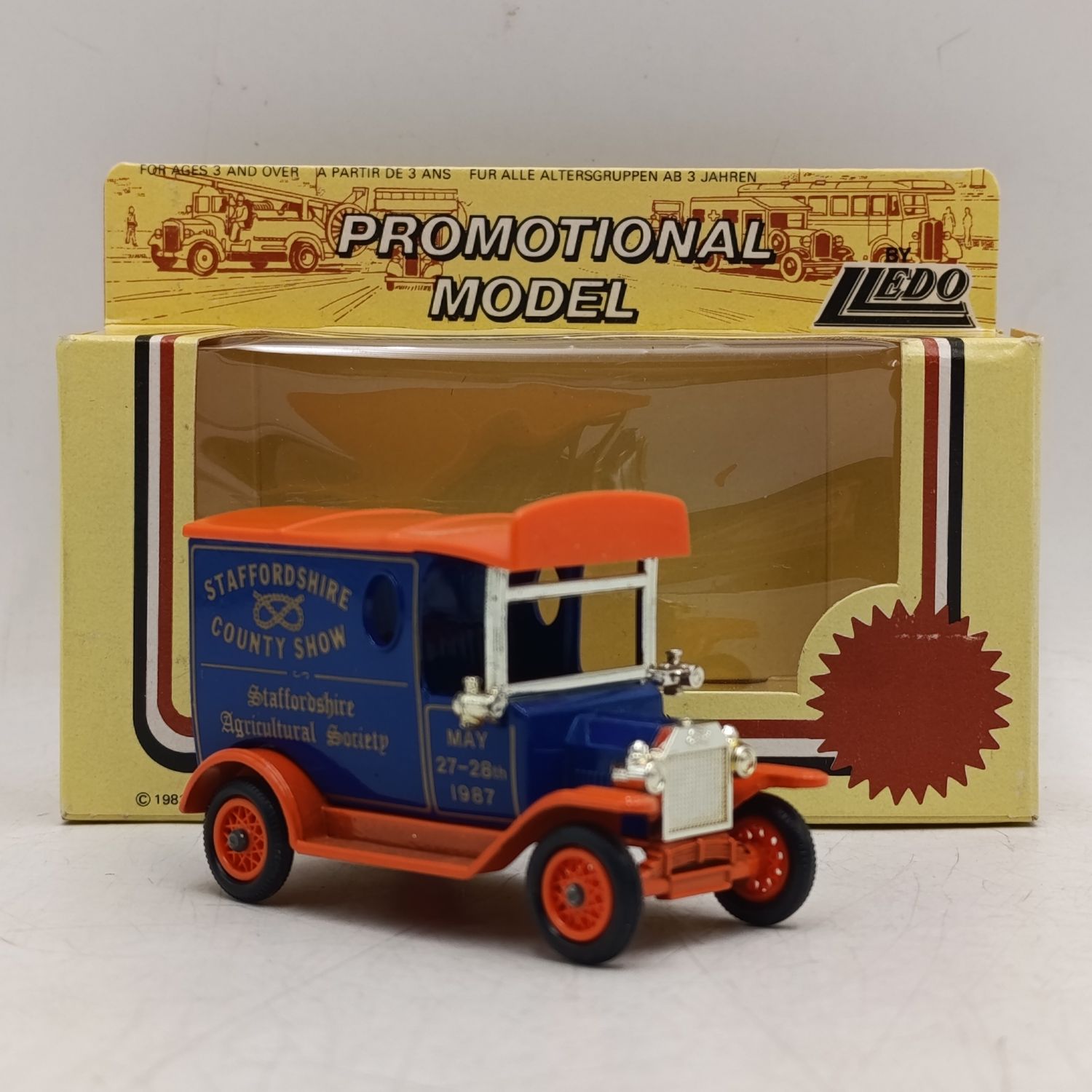 Lledo 1928 Ford Model T delivery van with Staffordshire County Show advertising in box