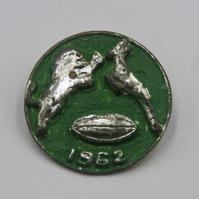 Vintage 1962 Springboks vs Lions Rugby pin badge