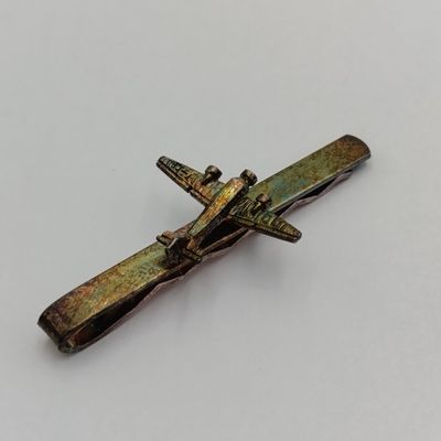 Vintage Junkers JU 52 Airplane silver color tie clip