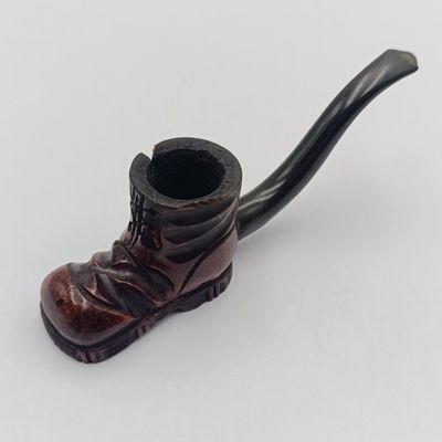 Vintage wooden Boot shaped smoking pipe - Stem insert has been glued