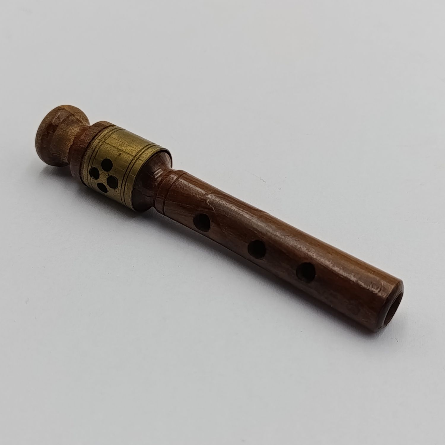 Antique wooden Eunuch flute with brass trim