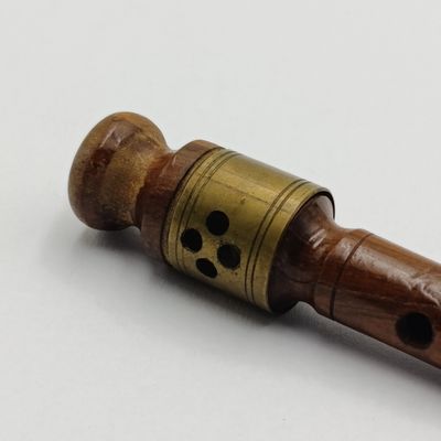 Antique wooden Eunuch flute with brass trim