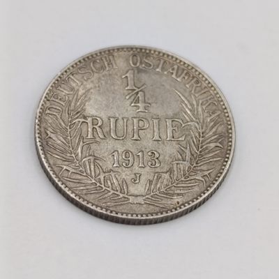 1913J German East Africa 1/4 Rupie XF