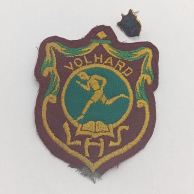 Vintage Linden High School cloth badge and lapel pin