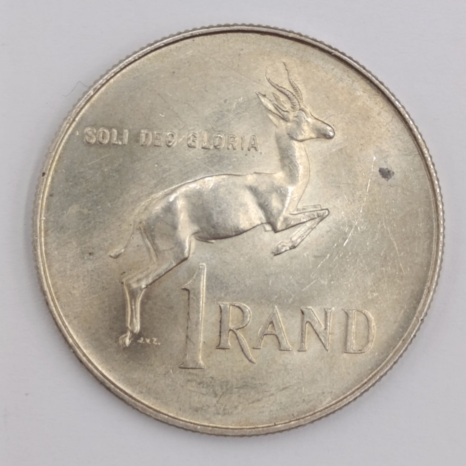 1966 RSA Silver R1 Afrikaans with extra horn in the neck of the Springbok