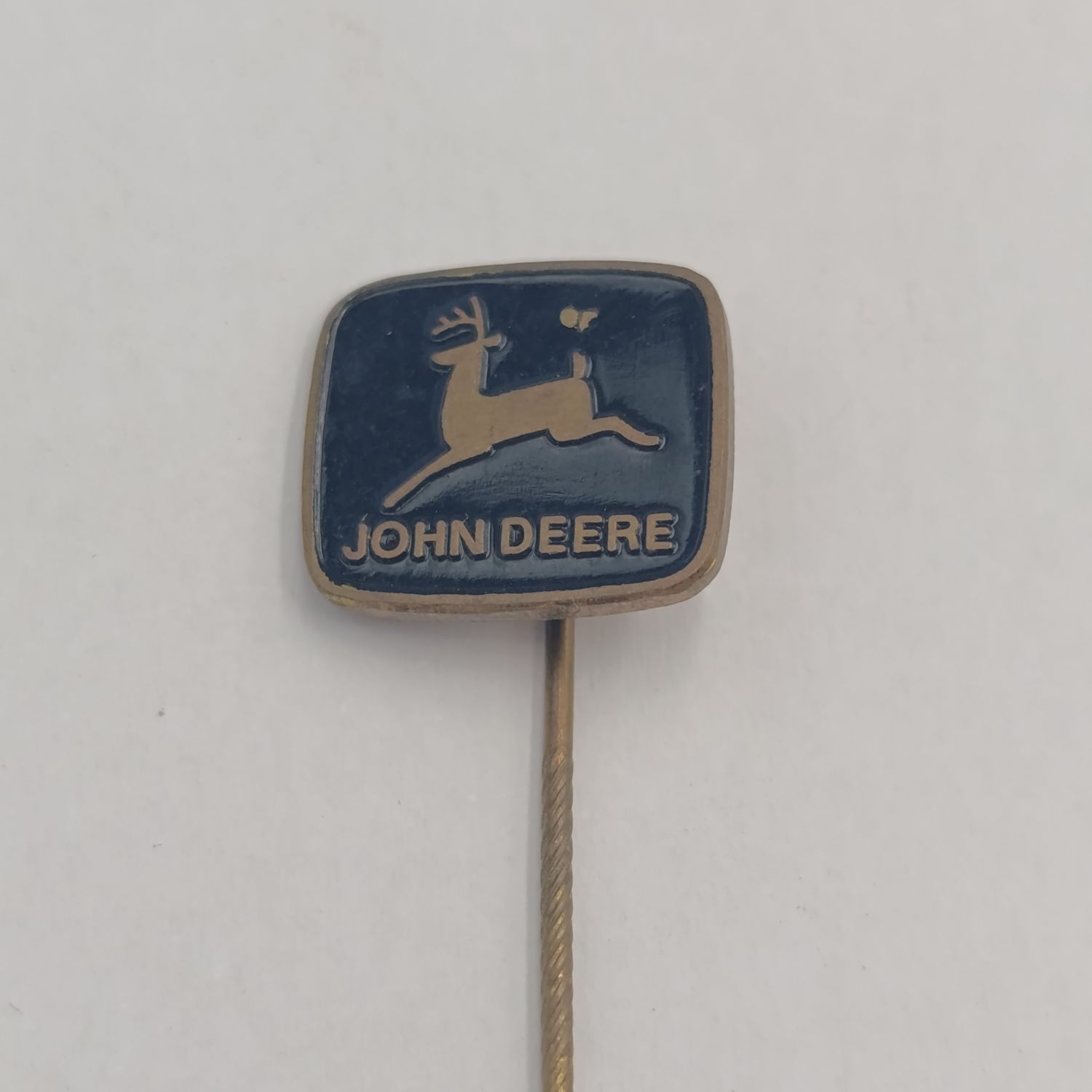 John Deere black enamel long pin badge