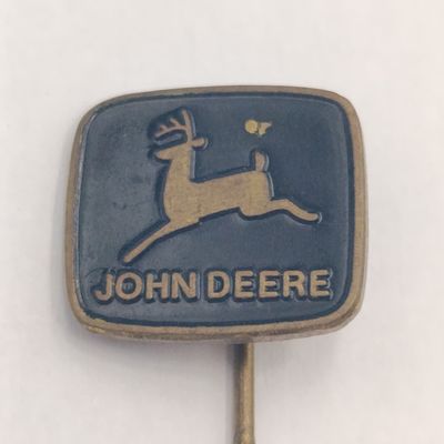John Deere black enamel long pin badge