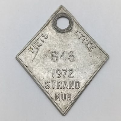 1972 Strand Municipality cycle license token