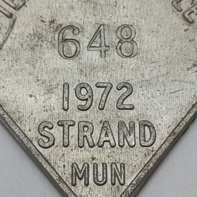 1972 Strand Municipality cycle license token