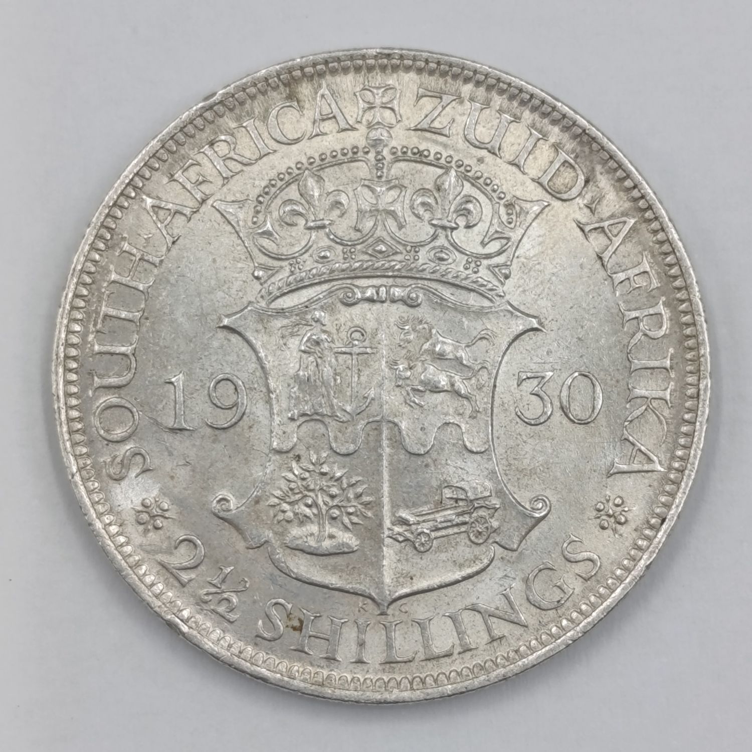 1930 SA Union 2 1/2 Shilling silver half crown UNC