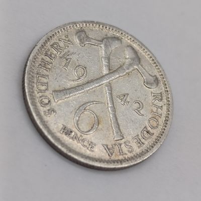 1942 Southern Rhodesia silver 6 pence VF